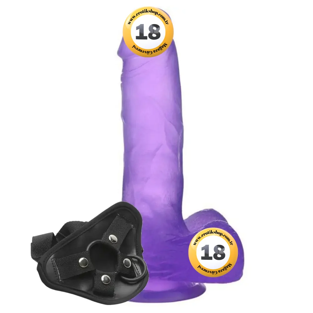Lovetoy Jelly Studs Purple Medium 17 cm Kemerli Jel Dildo LV3101