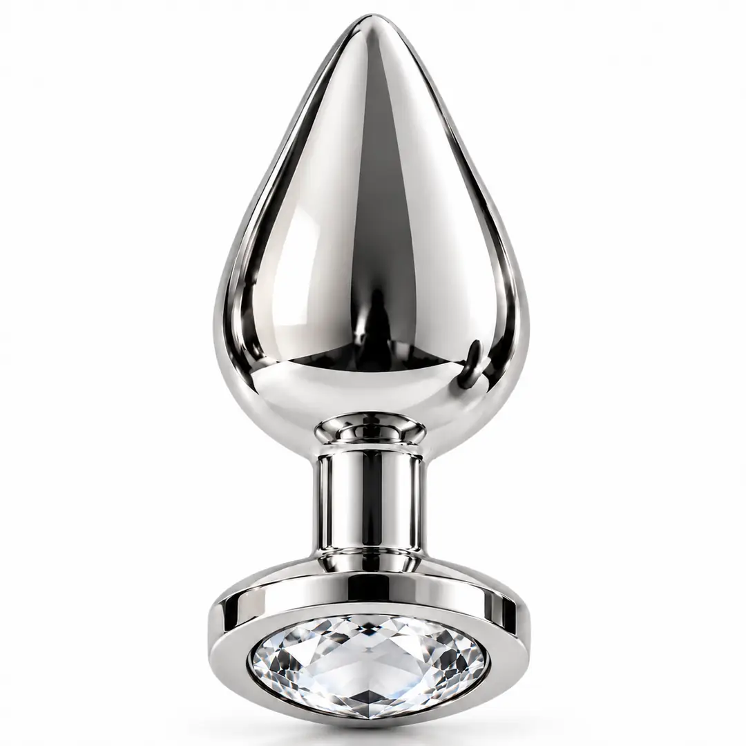 The Anal Fantasy Jewellery Silver Beyaz Taşlı Metal Anal Plug-Medium
