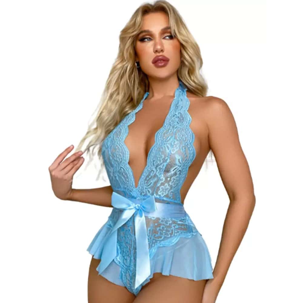 Fantasy Wear Daria Bodysuit Seksi Askılı Derin V Yaka Gecelik
