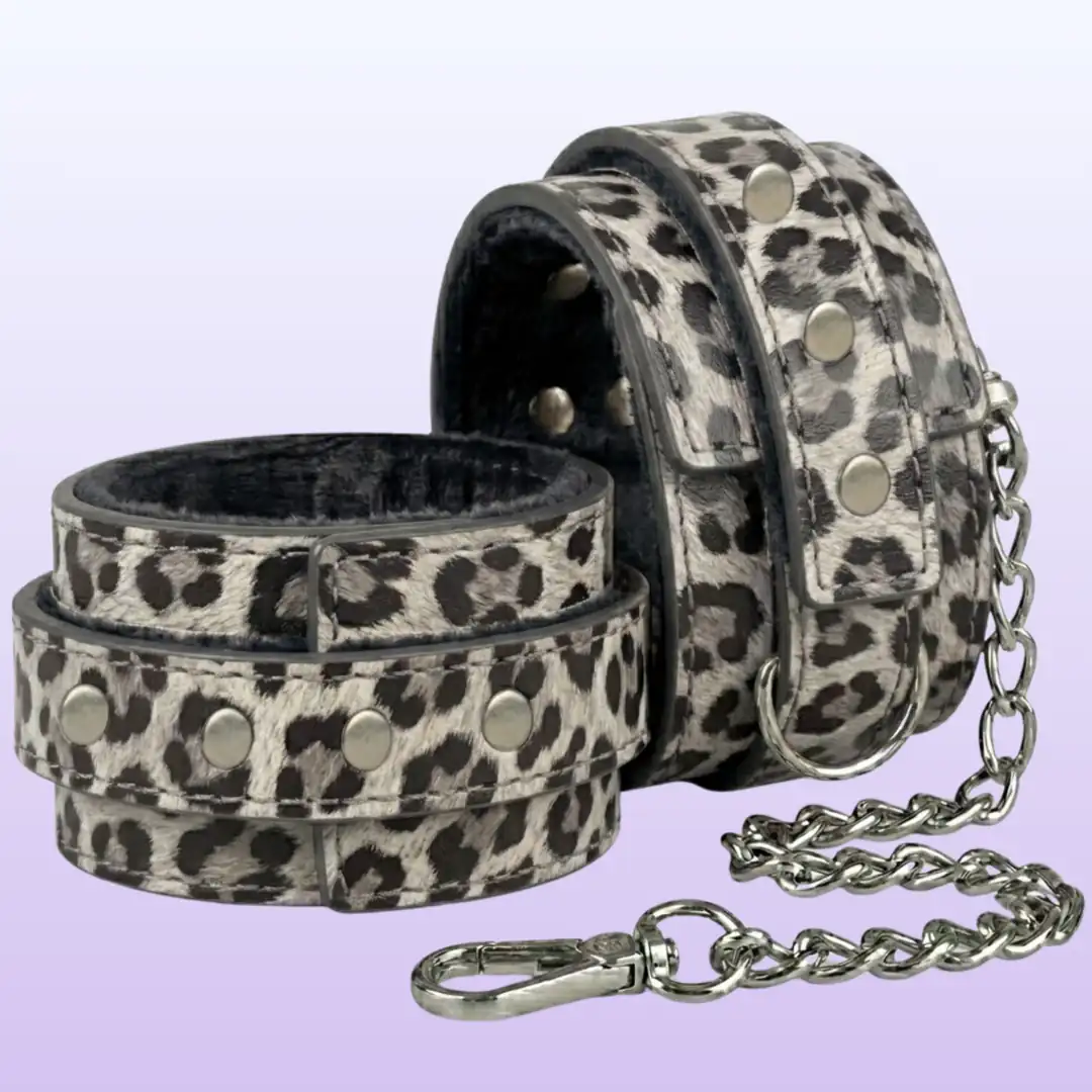 The Fetish Leather Cuffs Fetiş Deri Kelepçe-Leopar