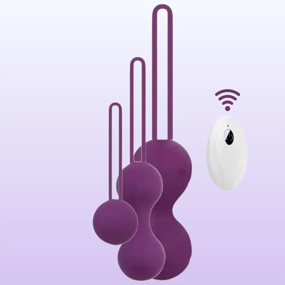 The Balls Exuis Set Uzaktan Kumanda Kegel Egzersiz Vibratörü-Purple