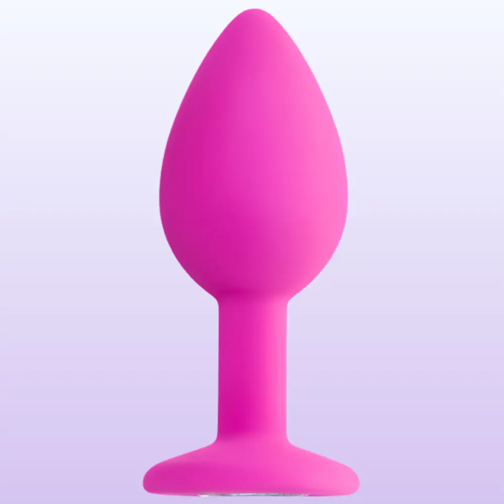 The Anal Fantasy Kristal Taşlı Pembe Silikon Anal Plug-Small