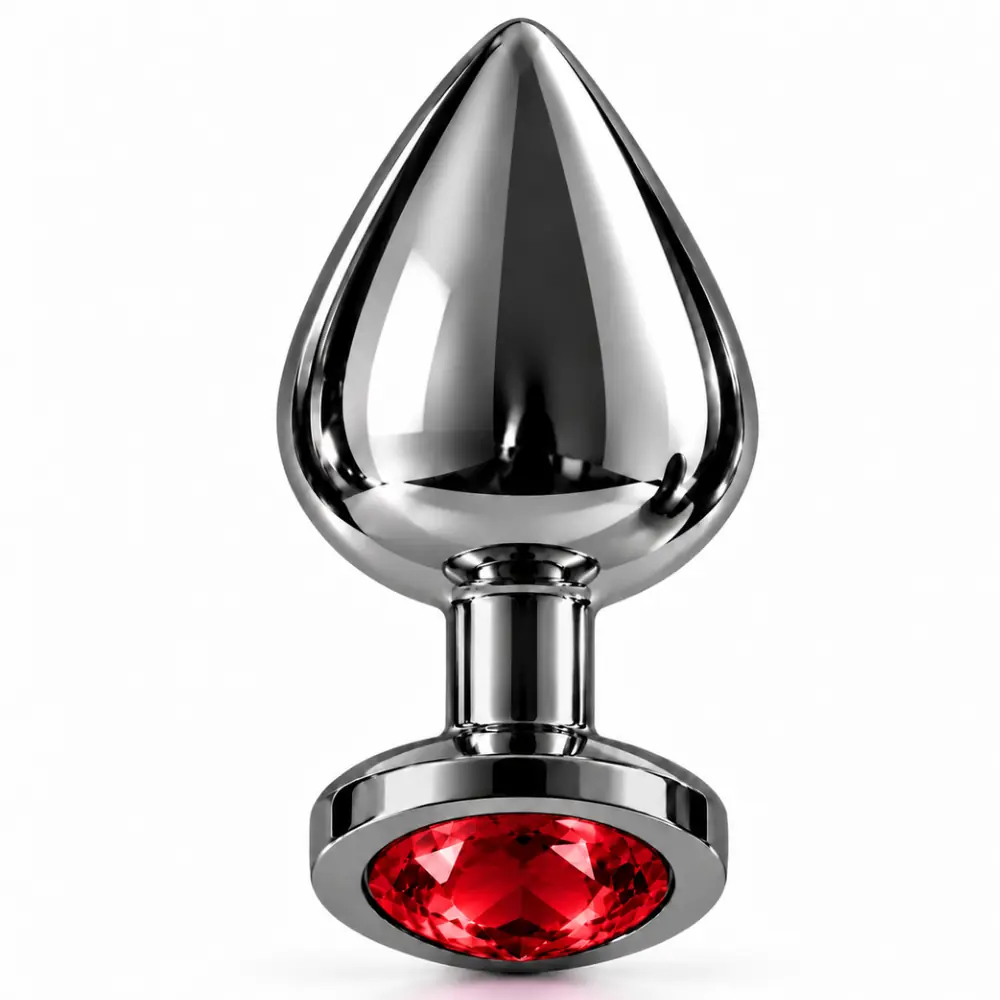 The Anal Fantasy Kırmızı Taşlı Lüks Çelik Anal Plug – Large