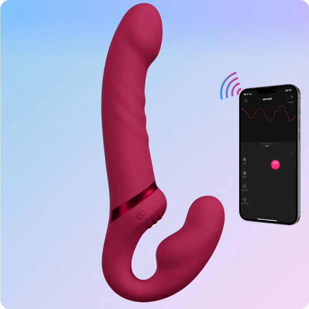 Lovense Lapis Telefon Kontrollü Titreşimli Strapless Strapon Dildo