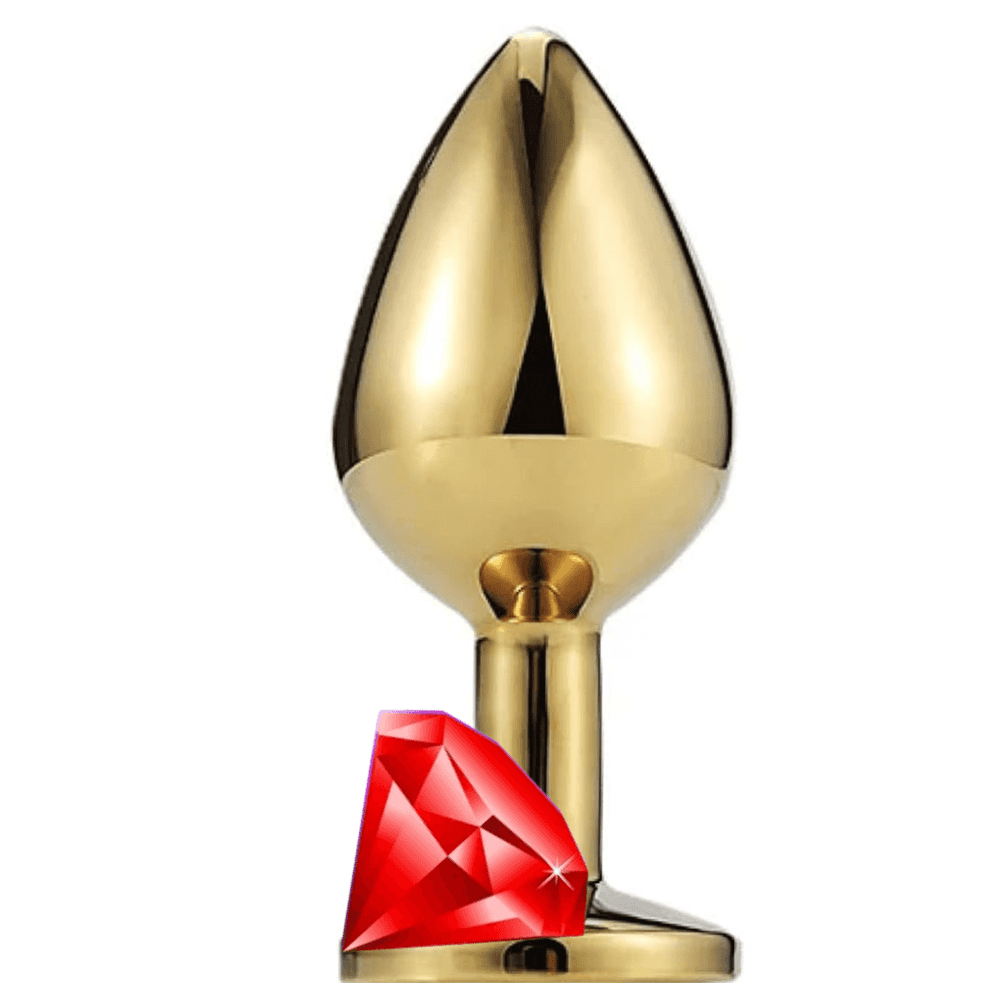 The Anal Fantasy Jewellery Gold Metal Anal Plug Large-Red