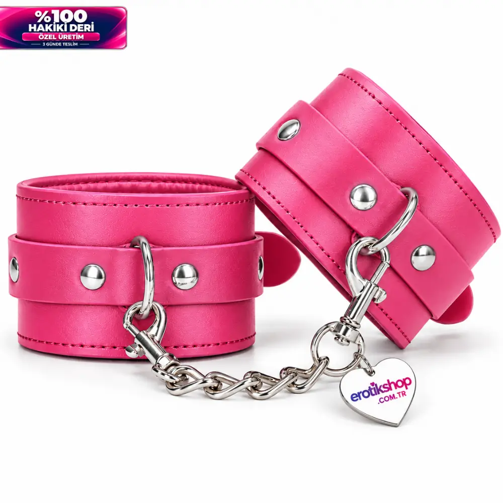 The Fetish Fantasy Series %100 Original Leather Gerçek Deri El Kelepçesi – Pink
