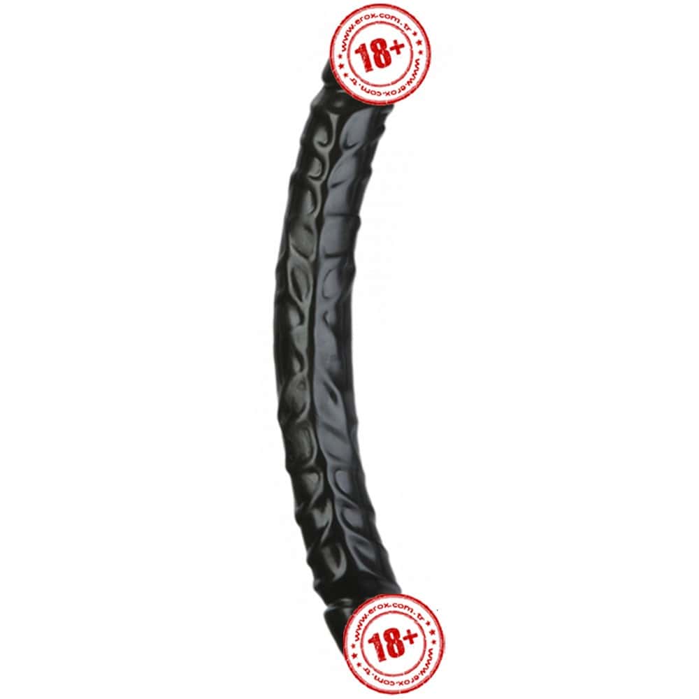 Doc Johnson Jr. Veined 30 Cm Çift Taraflı Realistik Jel Penis-Siyah