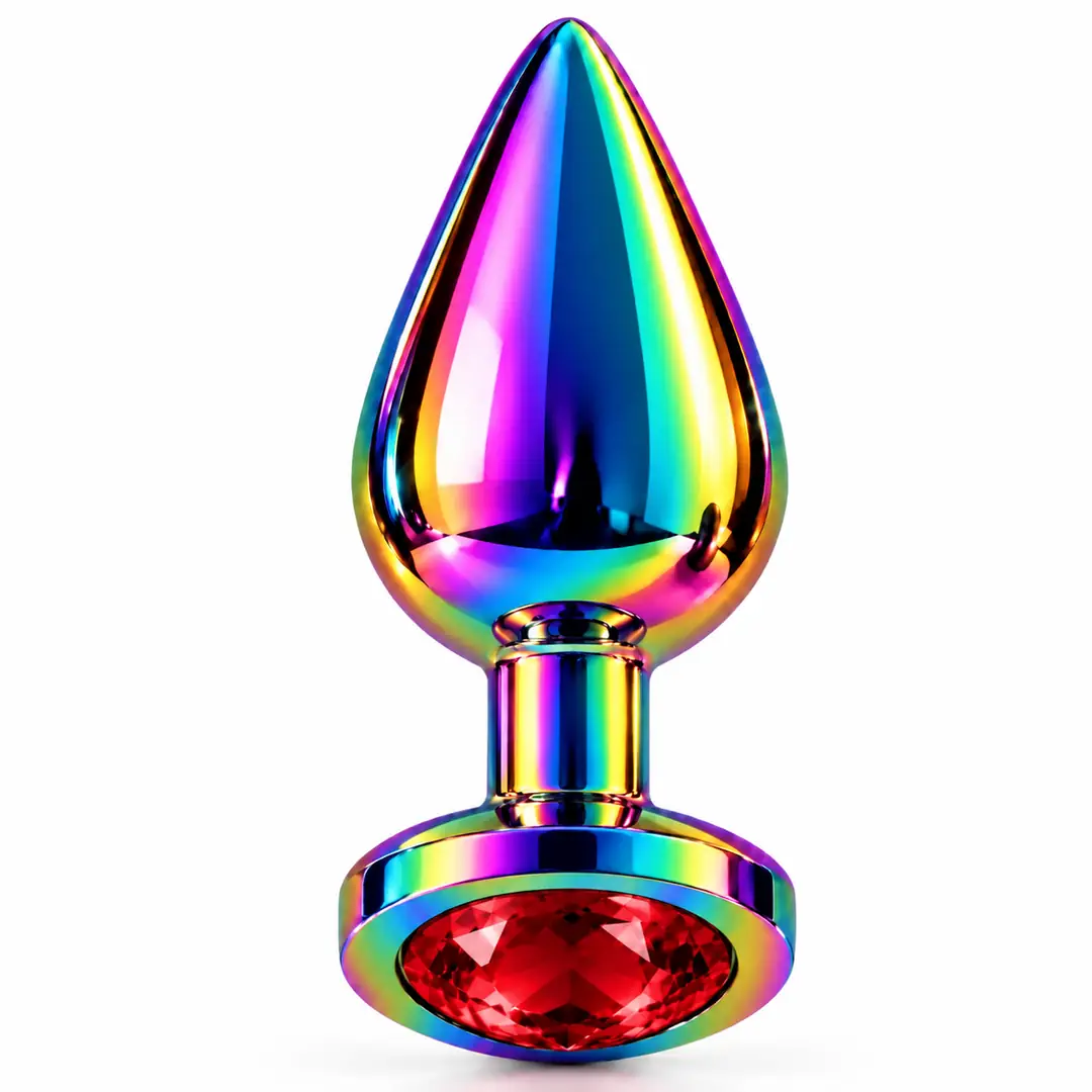 The Anal Fantasy Hot Cool Rainbow Metal Anal Plug Medium-Red