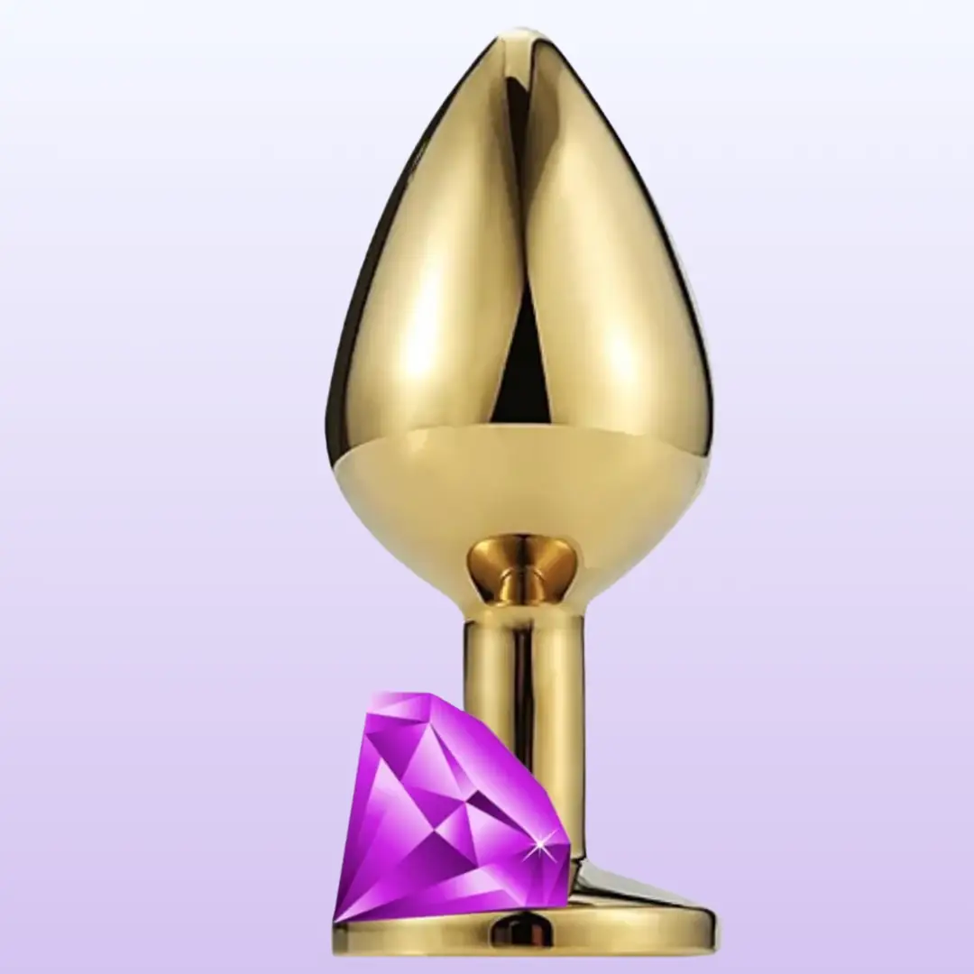 The Anal Fantasy Jewellery Gold Mor Taşlı Metal Anal Plug-Small
