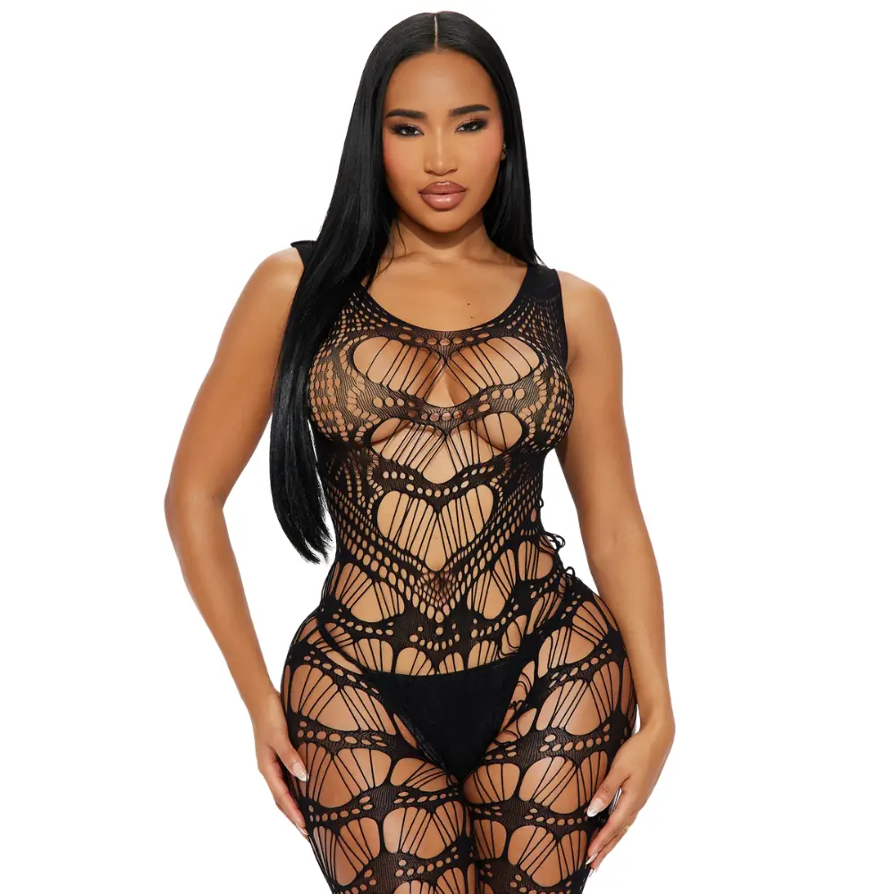 The Love Fantasy Heart Crotchless Jumpsuit Vücut Çorabı