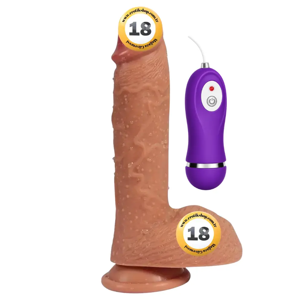 Shequ Dildo Series Buru Çift Katmanlı 22 Cm Titreşimli Realistik Penis
