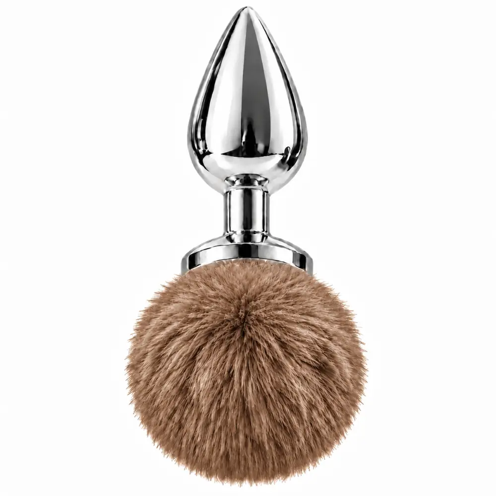 The Anal Fantasy Bunny Tail Peluş Kuyruklu Lüks Metal Anal Plug - Brown