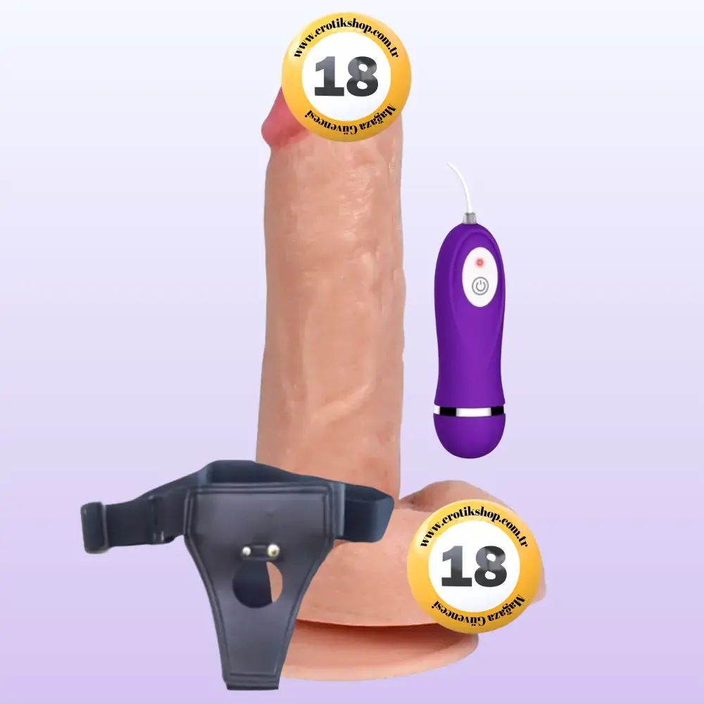 Shequ Kassadin Strapon 18 cm Belden Bağlamalı Titreşimli Realistik Penis