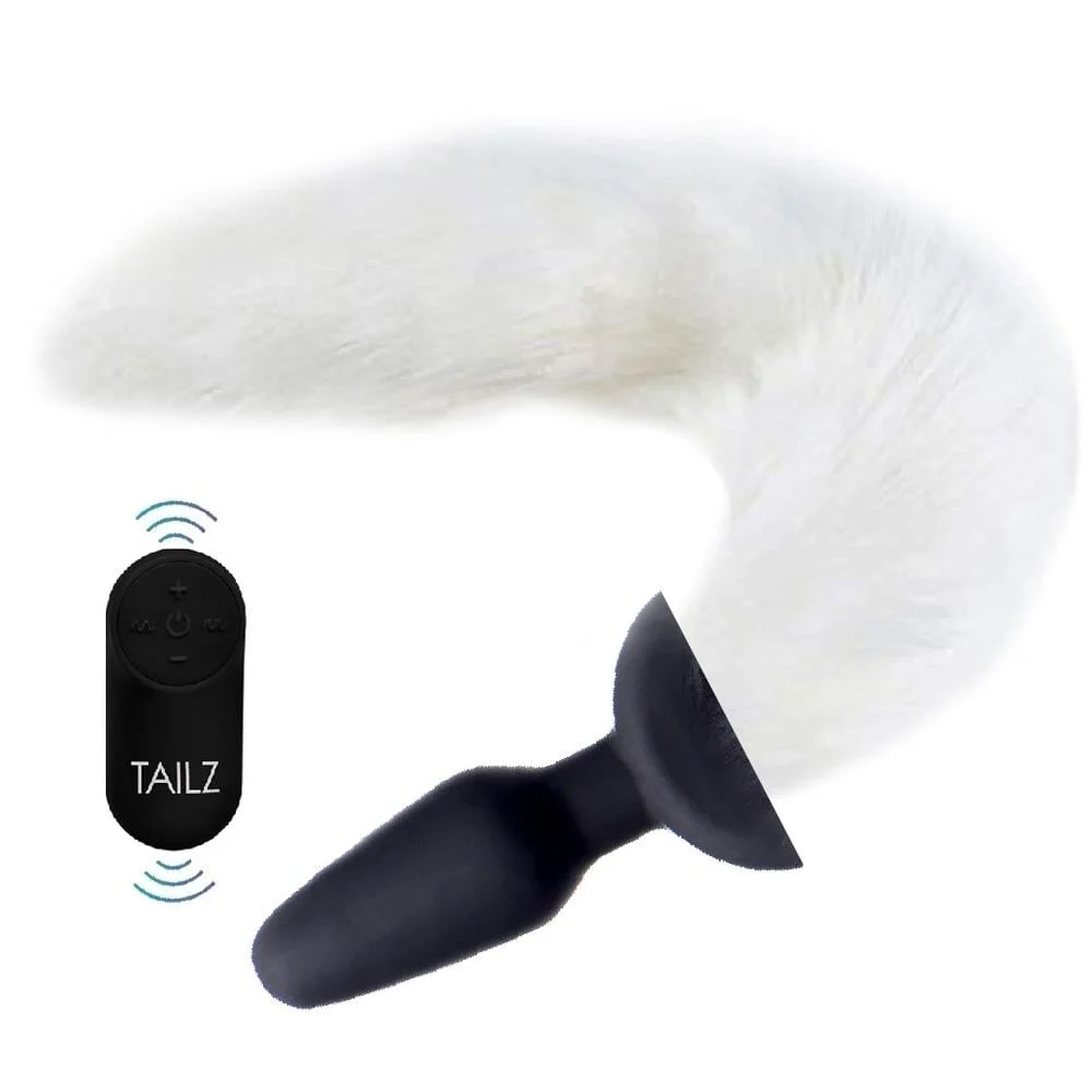 Xr White Fox Tail Vibrating Anal Plug Kuyruklu Anal Vibratör