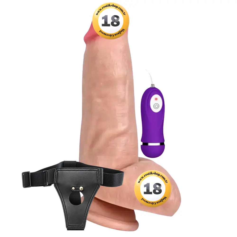 Shequ Red Eagle Strapon 16 cm Belden Bağlamalı Titreşimli Realistik Penis