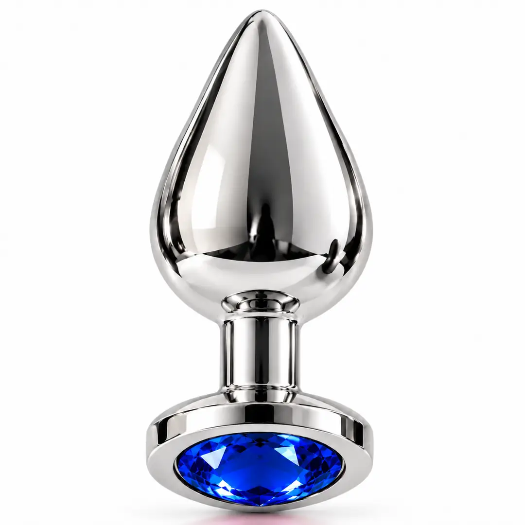 The Anal Fantasy Jewellery Silver Mavi Taşlı Metal Anal Plug-Medium