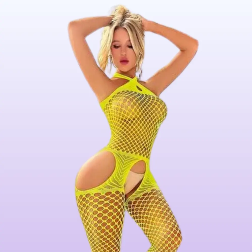 The Night Fantasy Wear Özel Bölgesi Fileli Vücut Çorabı-Green