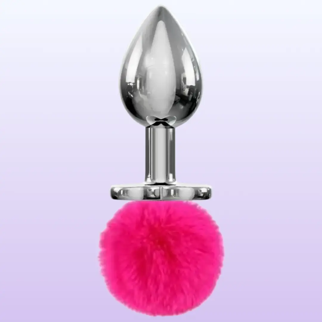 The Anal Fantasy Bunny Tail Peluş Kuyruklu Lüks Metal Anal Plug - Pink