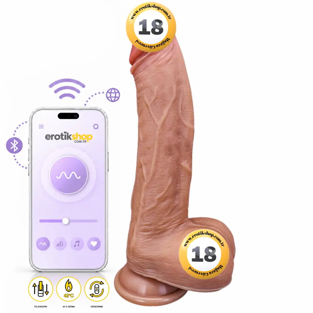 The Dick 4 İn 1 Çok Fonksiyonlu Hareketli ve Telefon Kontrollü Realistik Vibratör