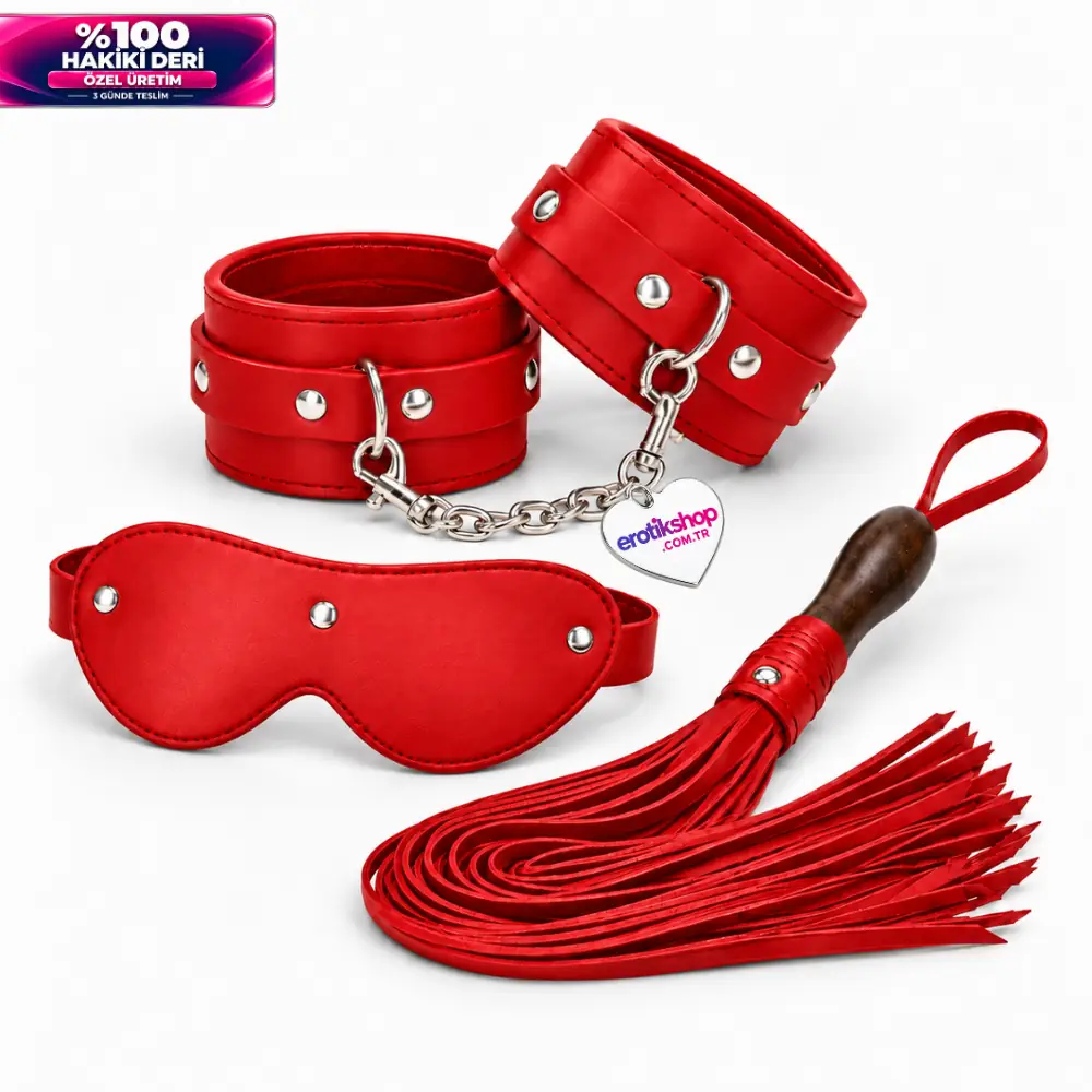 The Fetish Fantasy Series %100 Original Leather Gerçek Deri Fetiş Set – Red
