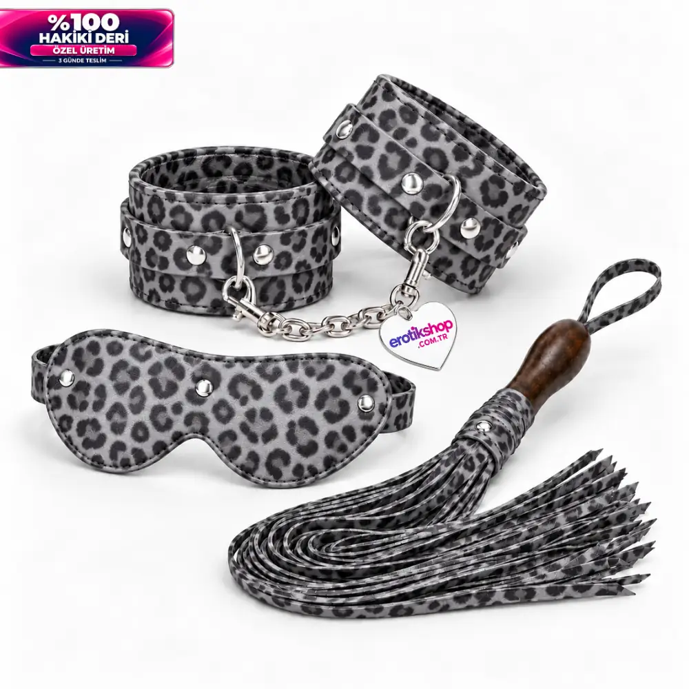 The Fetish Fantasy Series %100 Original Leather Gerçek Deri Fetiş Set – Leopar