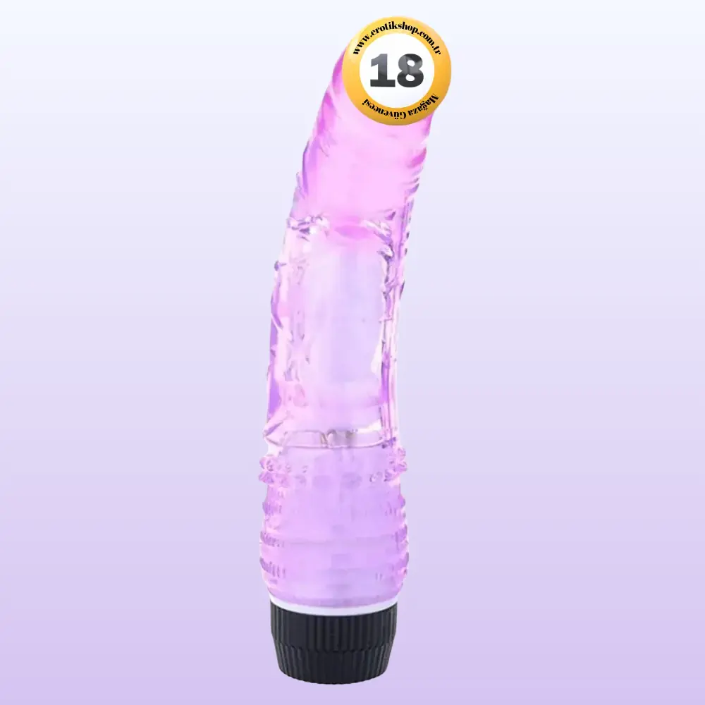 The Dick Vibes Waves Purple Kademeli Titreşimli 18 Cm Jel Vibratör