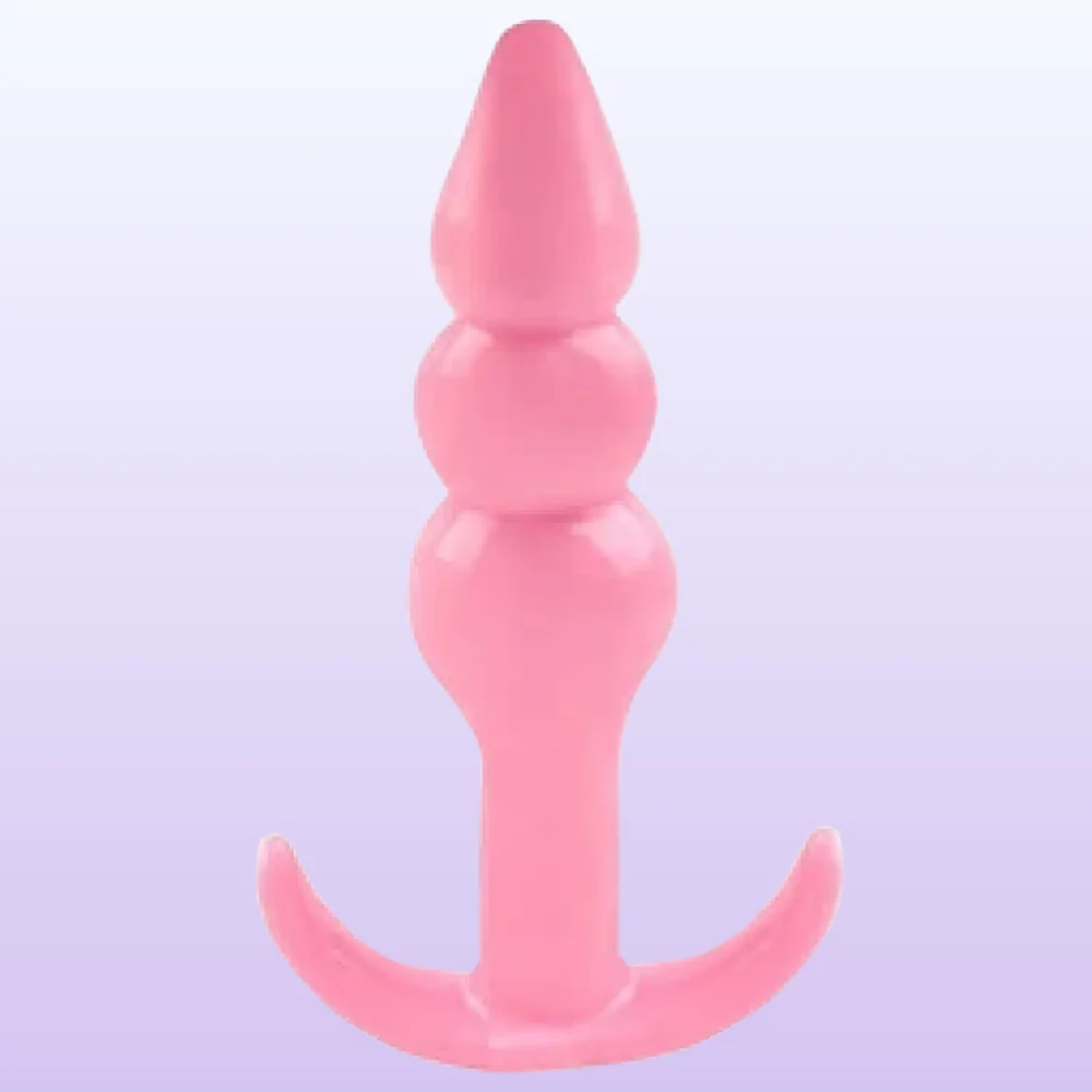 The Anal Fantasy Ribbled Silicone Jelly Butt Plug Anal Alıştırıcı-Pink