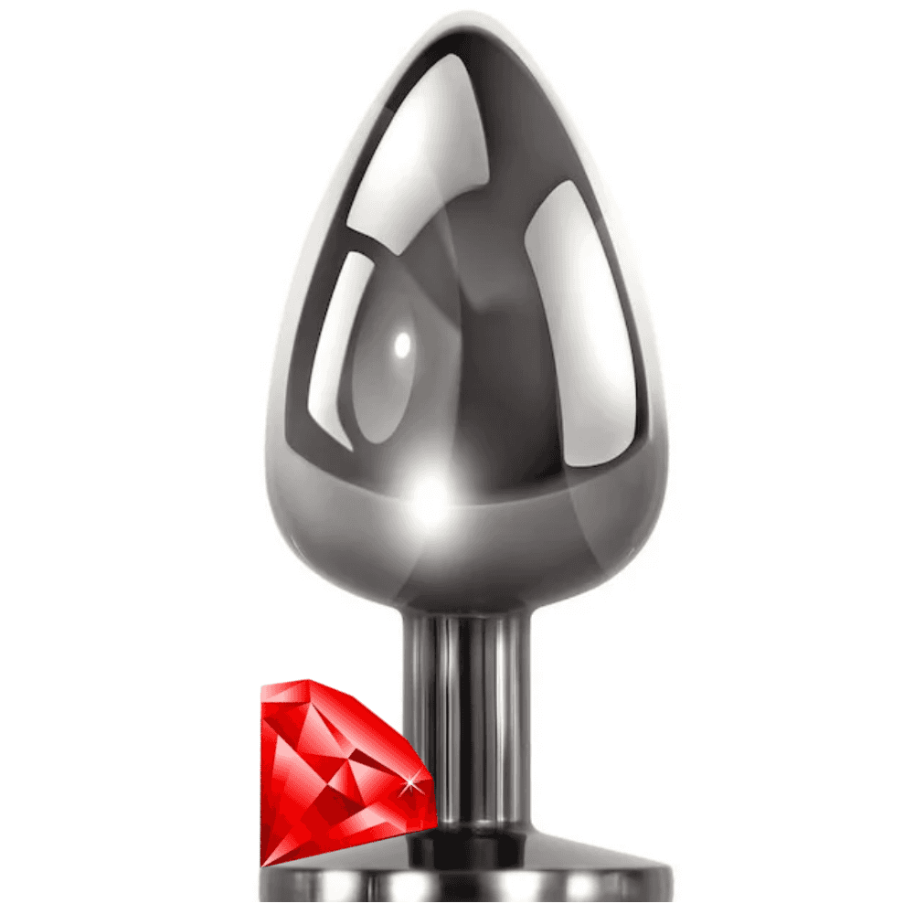 The Anal Fantasy Hot Cool Black Metal Anal Plug Small-Red