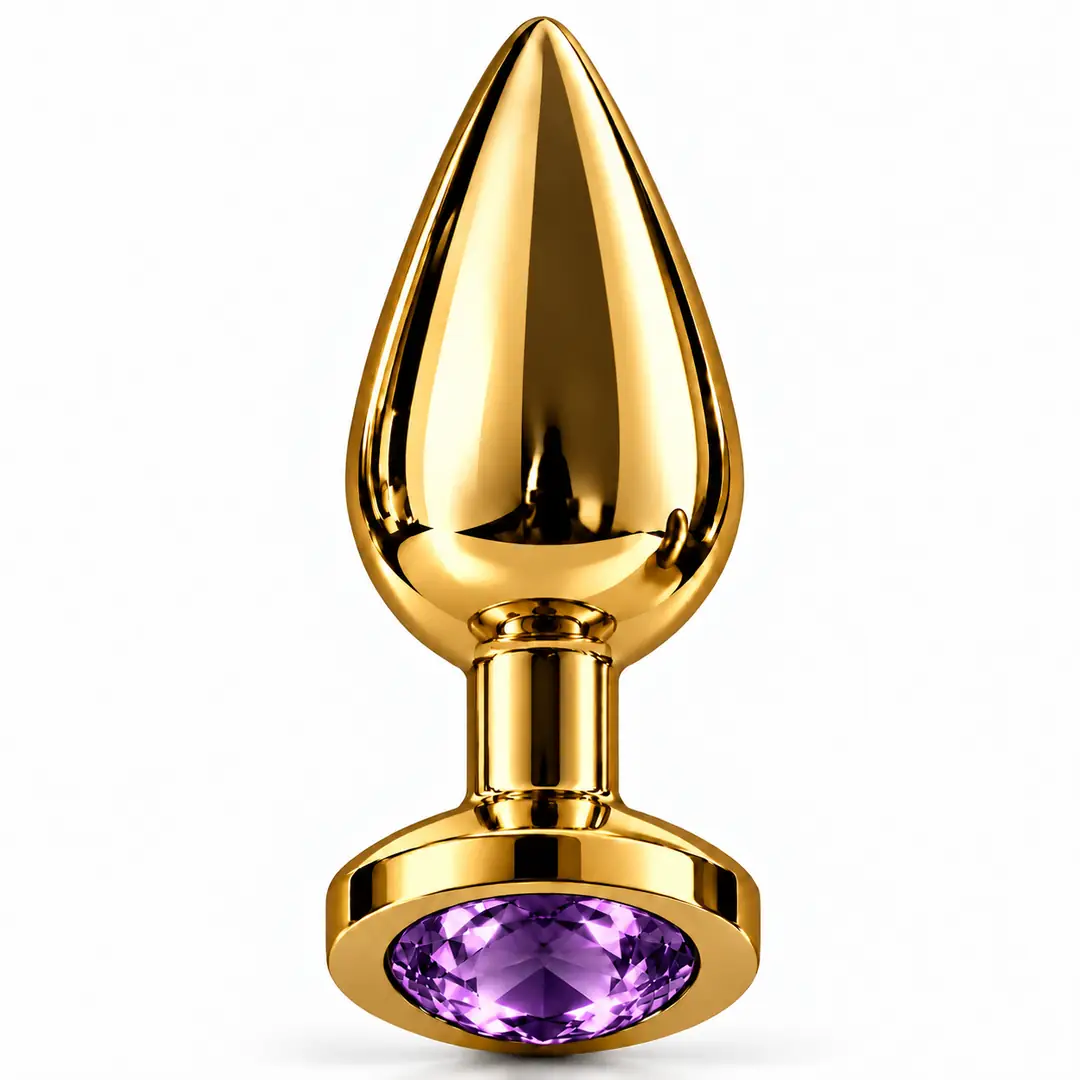 The Anal Fantasy Jewellery Gold Mor Taşlı Metal Anal Plug-Small