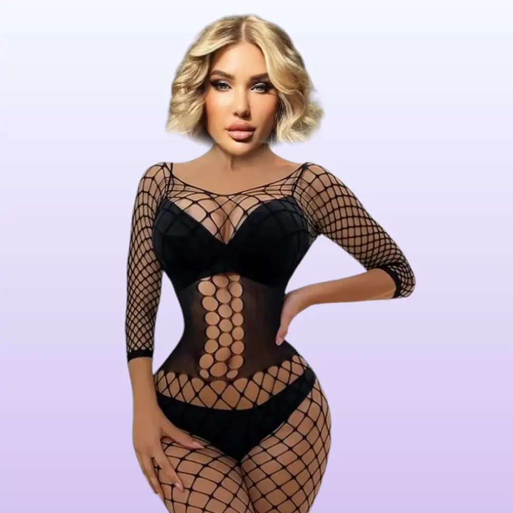 She Fantasy Wear Dekolteli Seksi Siyah Vücut Çorabı