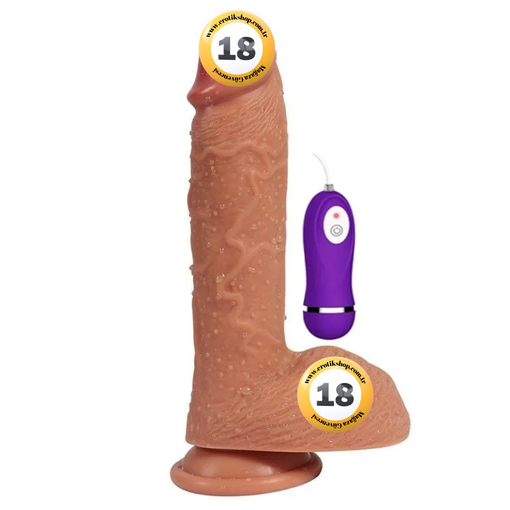 Shequ Dildo Series Buru Çift Katmanlı 22 Cm Titreşimli Realistik Penis