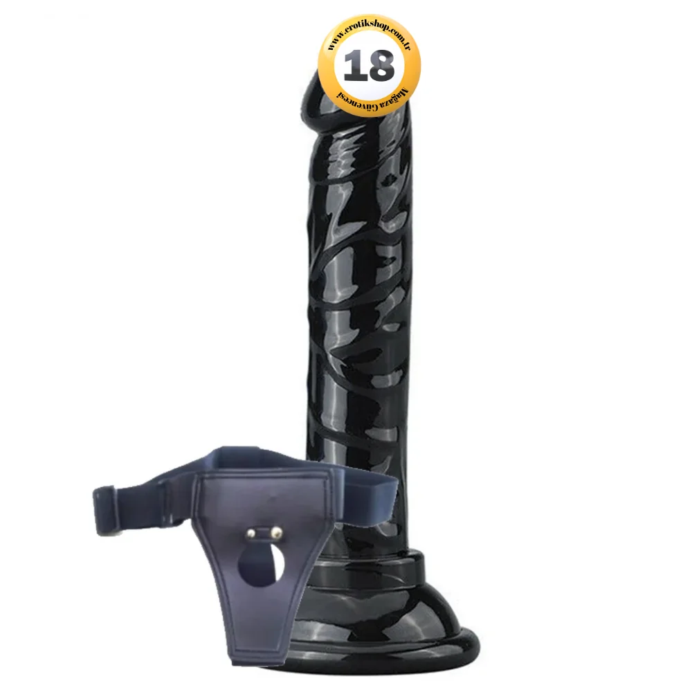 Jelly Silicone 14.5 cm Anal ve Vajinal Kemerli Realistik Penis-Black