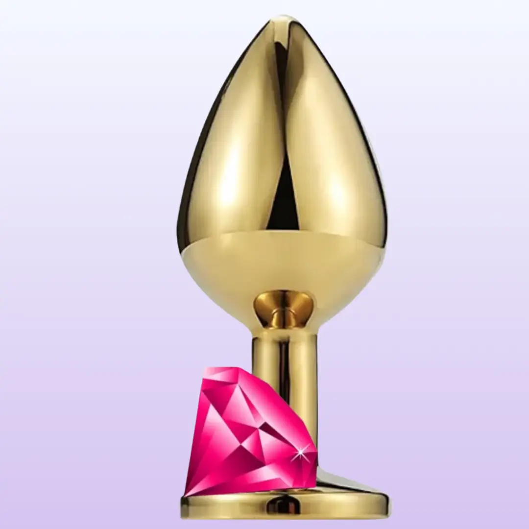 The Anal Fantasy Jewellery Gold Pembe Taşlı Metal Anal Plug-Medium