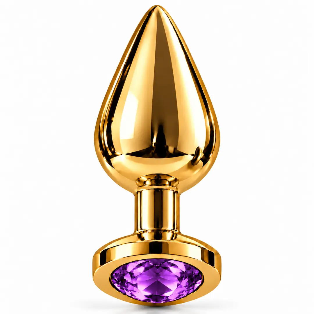 The Anal Fantasy Jewellery Gold Mor Taşlı Metal Anal Plug-Medium
