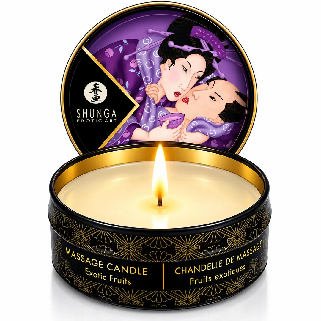 Shunga Mini Massage Candle Exotic Fruits 30 ml – Egzotik Meyve Aromalı Erotik Masaj Mumu