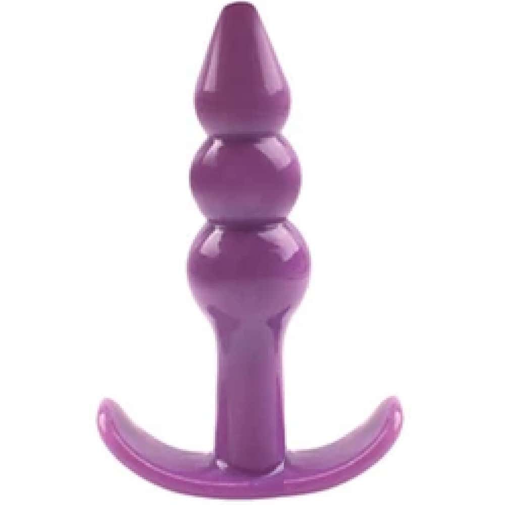The Anal Fantasy Ribbled Silicone Jelly Butt Plug Anal Alıştırıcı-Purple