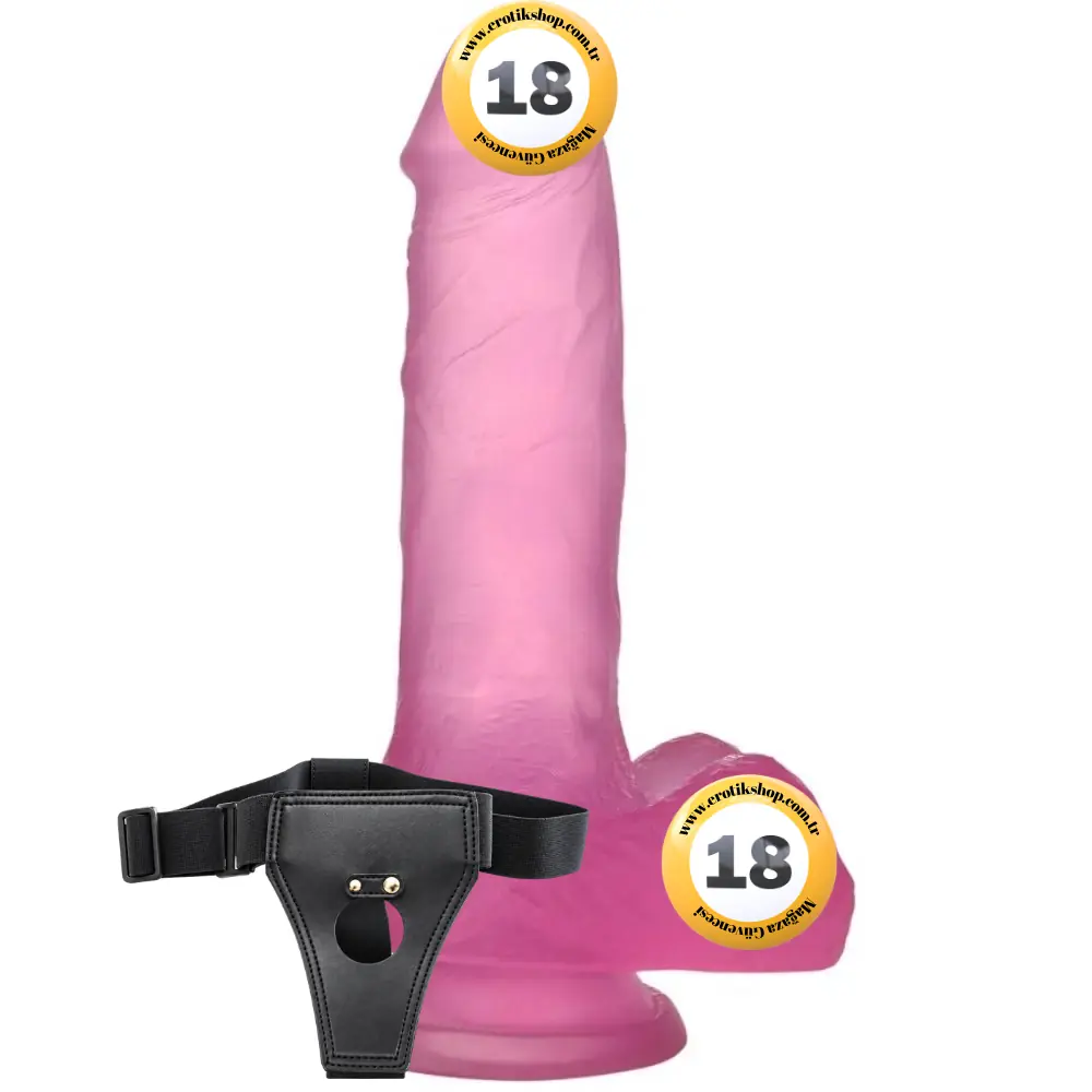 Lovetoy Jelly Studs Pink Medium 17 cm Kemerli Jel Dildo LV3101