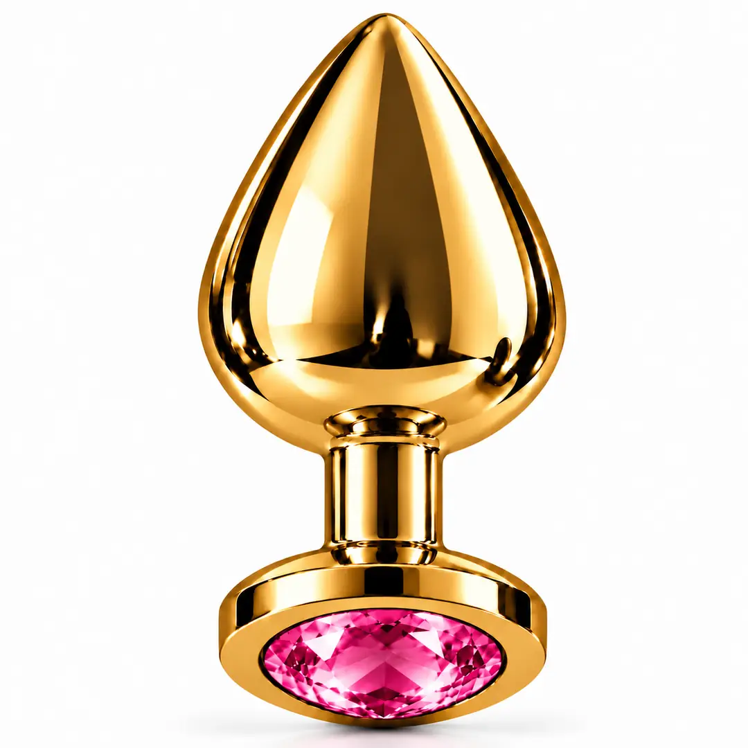 The Anal Fantasy Jewellery Gold Pembe Taşlı Metal Anal Plug-Large