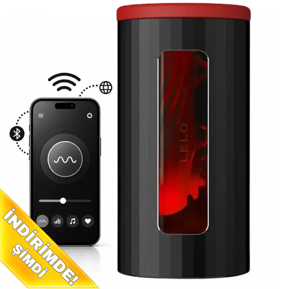 Lelo F1 V2 Masturbator Gun Metal Red Telefon Kontrol Mastürbatör