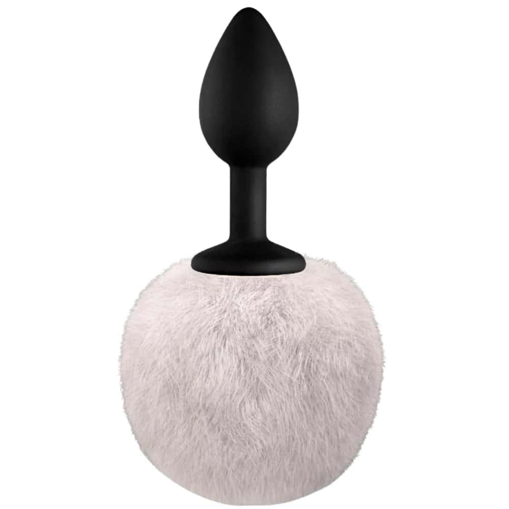 The Anal Fantasy Luxury Black Silicone Bunny Tail White Kuyruklu Anal Plug