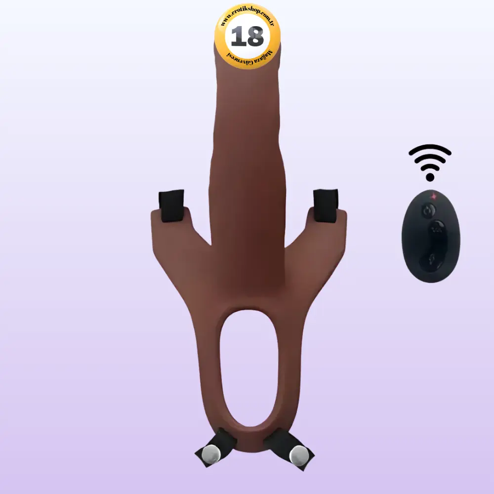 Aphrodisia Hollow Strap-On Brown 17 Cm İçi Boş Titreşimli Kemerli Penis