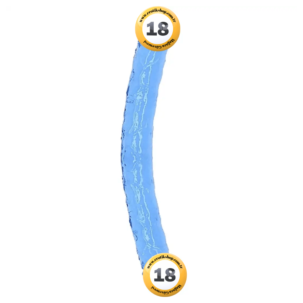 Double Ended Jelly Dildo 30 cm Çift Taraflı Jel Penis-Blue