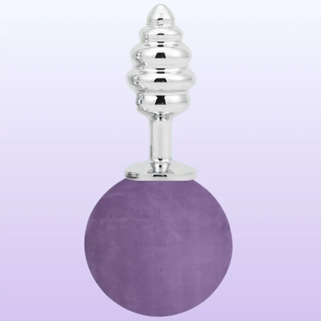 The Anal Fantasy Ribbed Peluşlu Boğumlu Metal Anal Plug-Purple