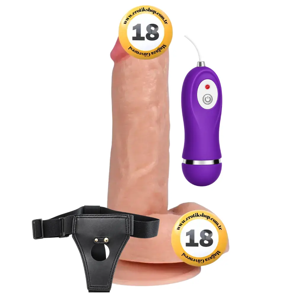 Shequ Kassadin Strapon 18 cm Belden Bağlamalı Titreşimli Realistik Penis