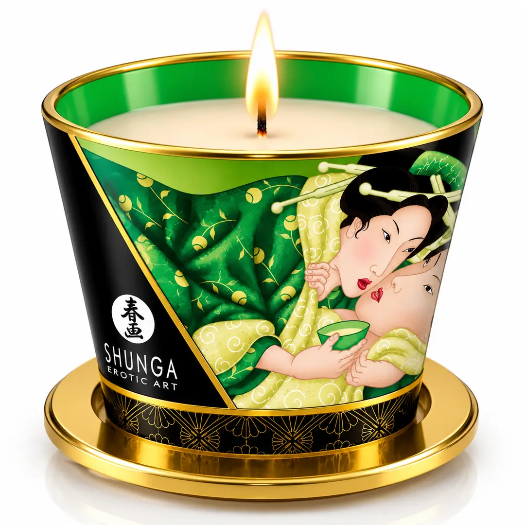 Shunga Massage Candle Green Tea 170 ml – Yeşil Çay Aromalı Erotik Masaj Mumu