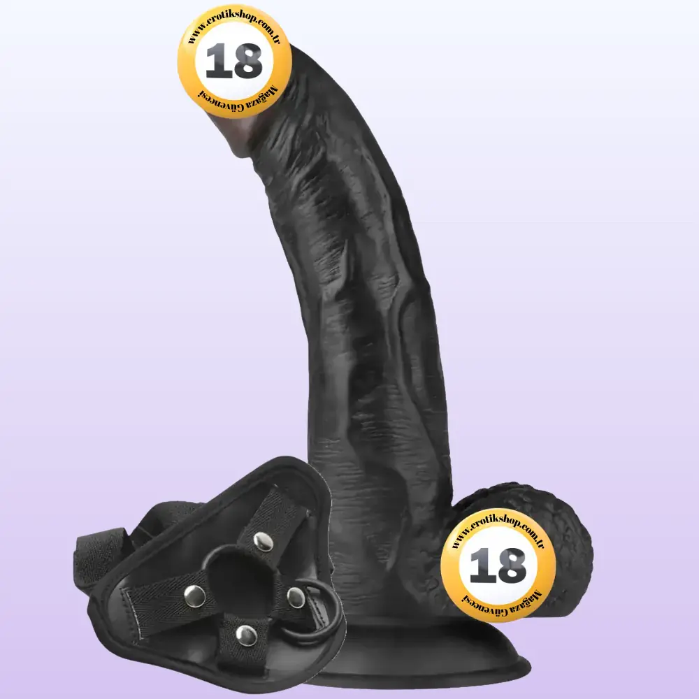 Lovetoy Easy Strapon 21 cm Strapon Kemerli Siyah Penis LV715028