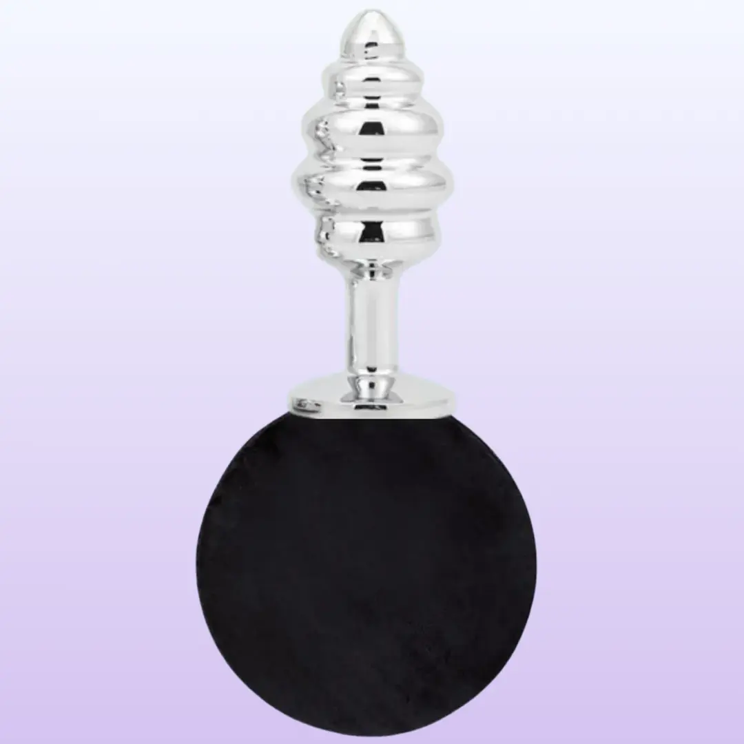 The Anal Fantasy Ribbed Peluşlu Boğumlu Metal Anal Plug-Black