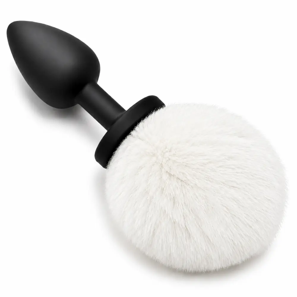The Anal Fantasy Luxury Black Silicone Bunny Tail White Kuyruklu Anal Plug