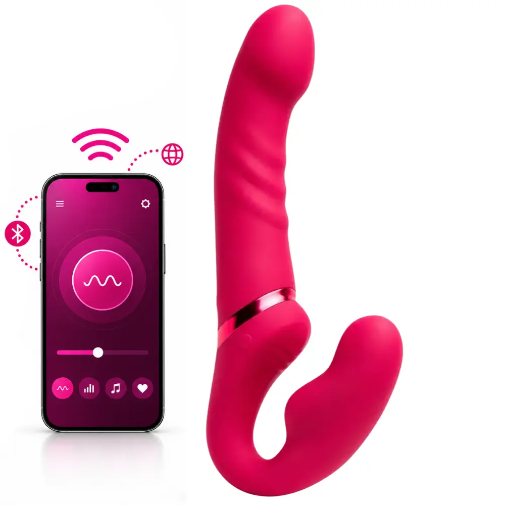 Lovense Lapis Telefon Kontrollü Titreşimli Strapless Strapon Dildo