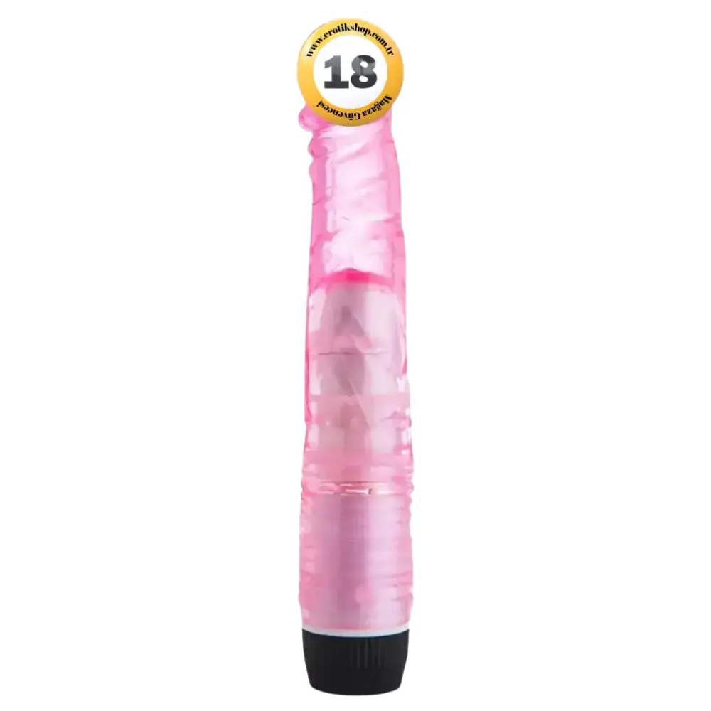 The Dick Vibes Pink Kademeli Titreşimli Jel Vibratör 23 Cm